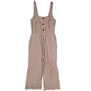 Lush Beige Striped Jumpsuit